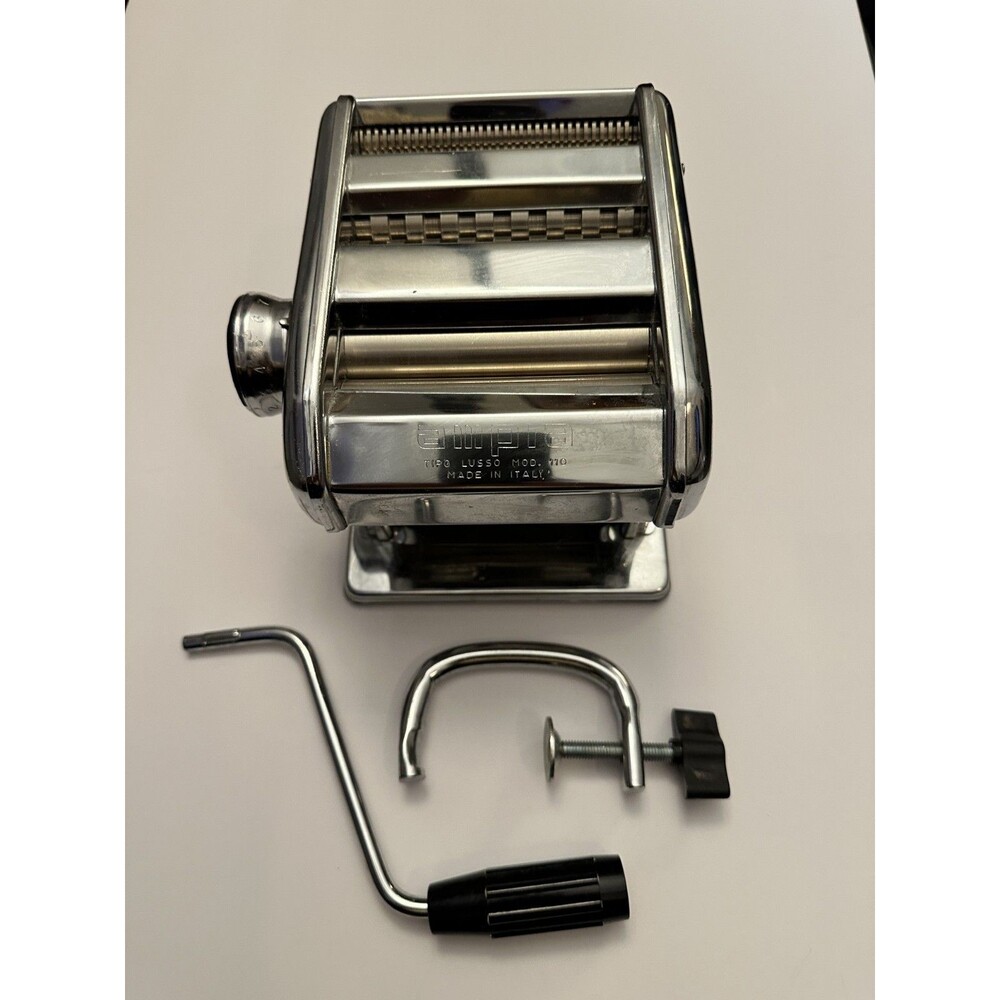 Vintage Hoan Marcato Italiano Stainless Steel Pasta Machine Maker Hand Crank